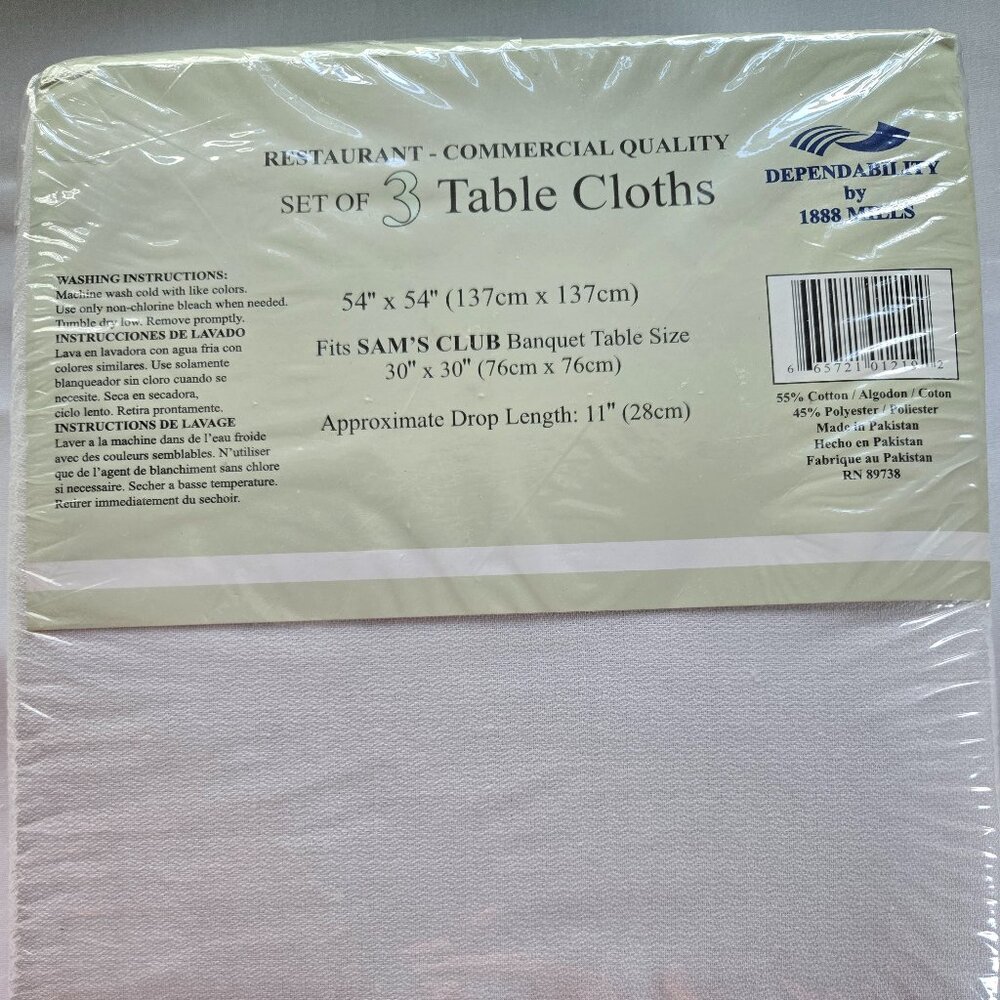 RESTAURANT - COMMERCIAL QUALITY 3 TABLE CLOTHS 54" x 54"  (NWT) - Picture 3 of 4